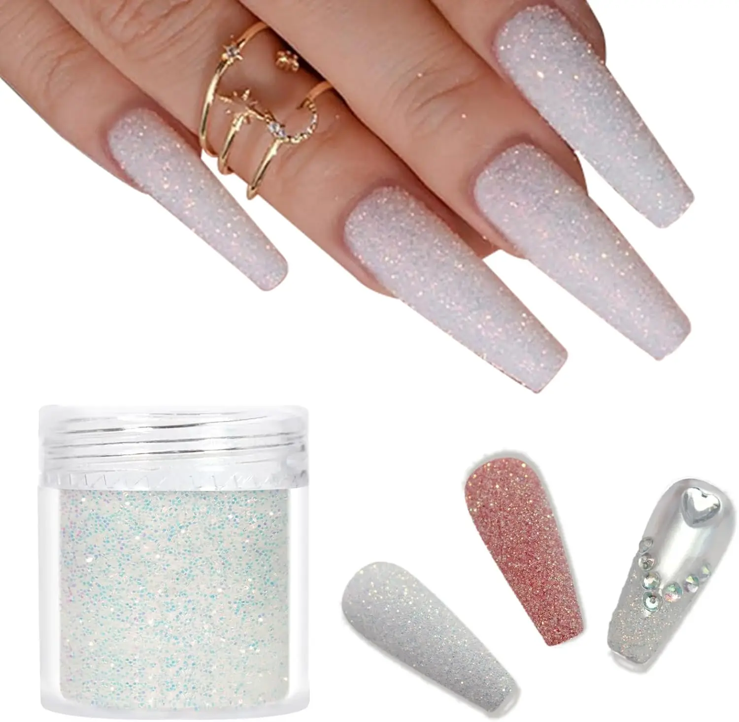 

White Nail Shimmer Snow Powder Diamond Dust Ultra-fine Sequins PET Flakes Pixie Sparkle Fairy Shiny Nail Art Decoration Sugar
