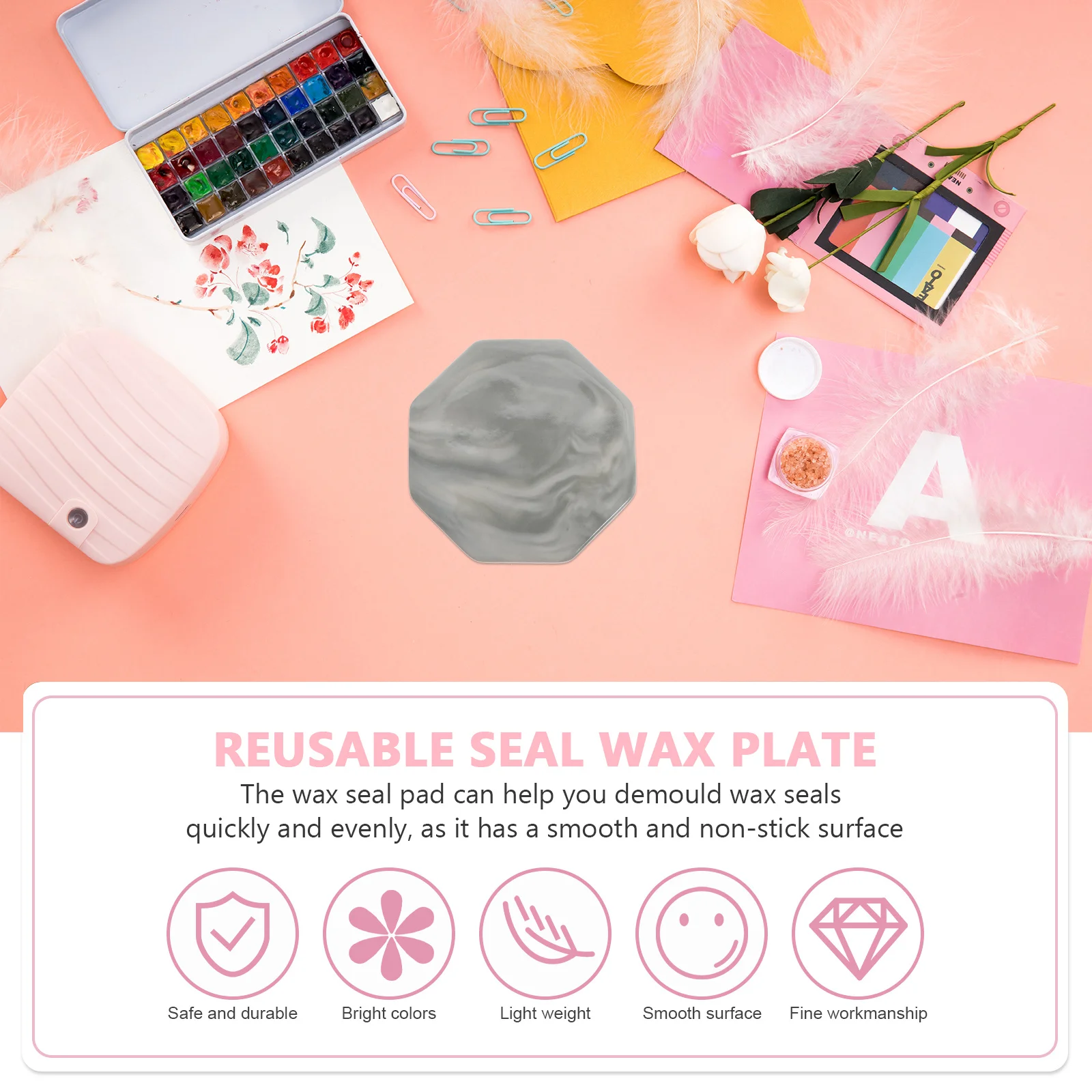 

Ceramic Seal Pad Heat Resistant Non-Stick Reusable Seal Wax Plate For Wax Sealing Stamp -Functional Marble