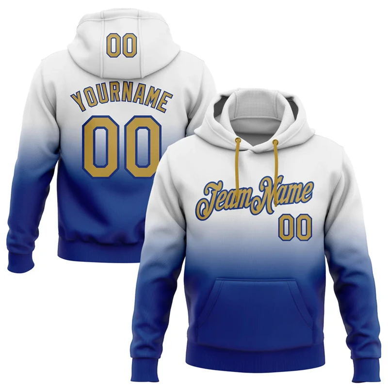 Custom Name Number Gradient Hoodies Fashion Simple Mens 3D Printed Hooded Sweatshirts Autumn Loose Team Uniforms DIY Pullovers