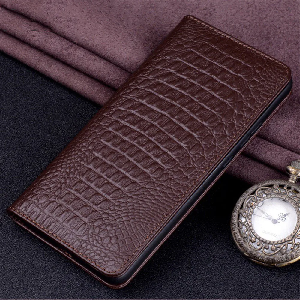

Premium Natural Cowhide Leather Flip Case For Xiaomi 17 17 Pro Max Crocodile Cover