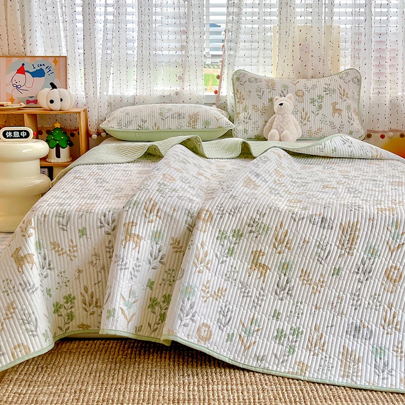 1pc 100%Cotton Thicked Bedspread Quilted Single/Queen/King Size Bed Cover colcha  de cama casal Pure Cotton Floral Style Blanket