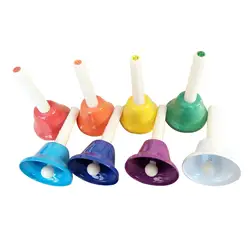 Hand Bells Set 8 Note Handbells Set Colorful Diatonic Metal Bells Musical Toy Percussion for Kids Children Musical Teaching