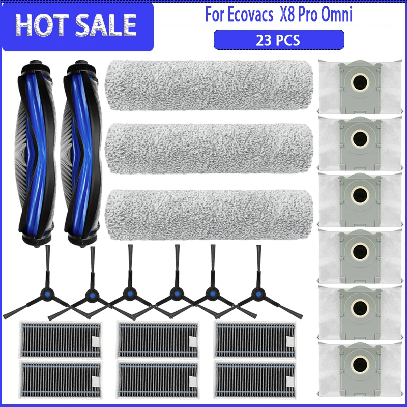 Hauptseitenbürste HEPA-Filter Mopp Staubbeutel für Ecovacs X8 Pro Omni Roboterstaubsauger Teile Zubehör