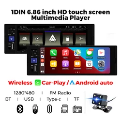 HD Touch Screen 1DIN 6.86 Inch Wireless CarPlay Auto multimedia player Universal Car FM Radio Stereo MP5 BT USB TF Port Camera
