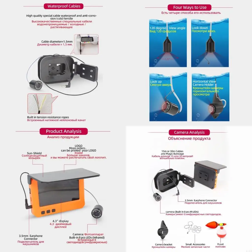 camera-da-pesca-con-monitoraggio-impermeabile-k1kd-con-cavo-da-15-m-da-43-pollici-monitor-lcd-monito