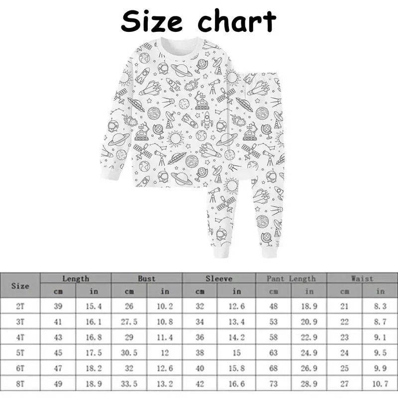 Coloring Pajama Set Kids Long Sleeve Top And Pants Pjs Kids Art Color Your Own Pajama Handicraft Toys DIY Kid Crafts For Kids