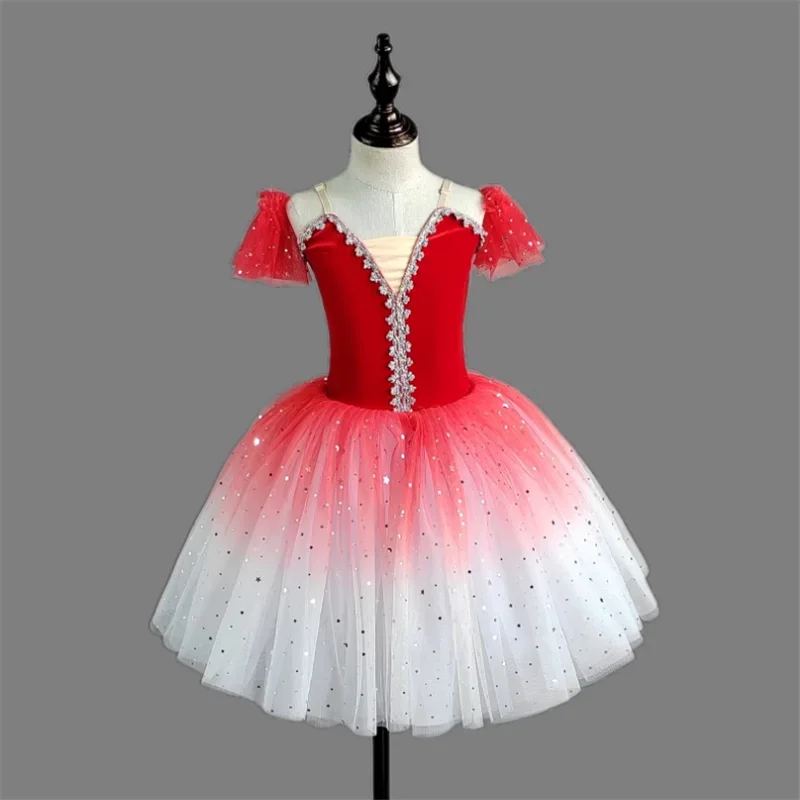 Tutu de Ballet professionnel pour filles, ballerine du lac des cygnes, crêpes, robe de Ballet à paillettes, Costume de danse pour enfants, Tutu rose bleu
