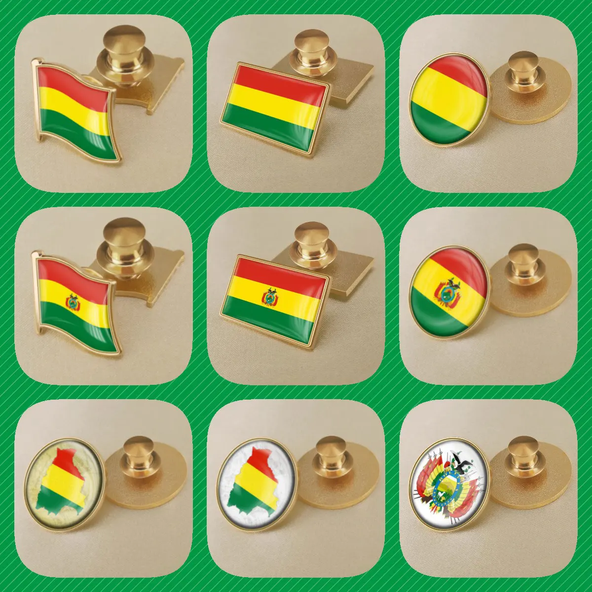 Bolivia Bolivians Map Flag National Emblem National Flower Brooch Badges Lapel Pins