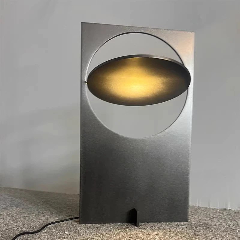

Office wabi sandy wind vertical stainless steel random pattern desk lamp simple ins sunset atmosphere
