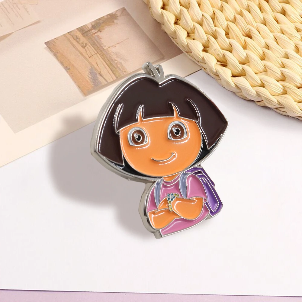 Dora The Explore Badge Animated Character Brooch Cartoon Anime Peripherals Icon Metal Pin Fun Children Backpack Decoration Gift