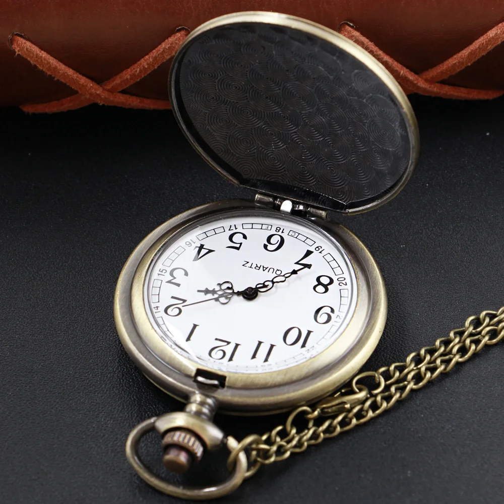 Reloj de bolsillo de cuarzo con piedras preciosas misteriosas de bronce para hombres y mujeres, colgante de collar nostálgico de moda, regalo para