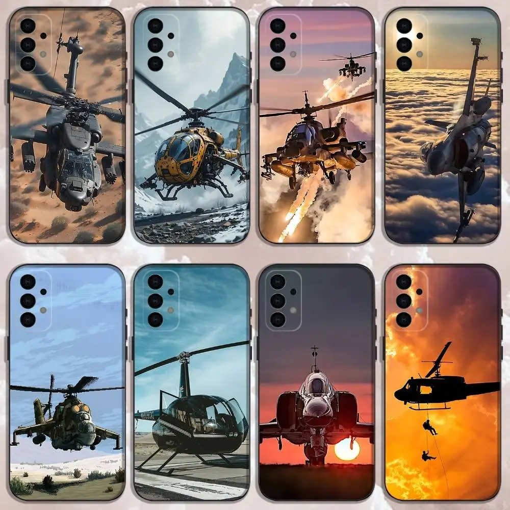 

Aircraft Helicopter Phone Case For Samsung Galaxy A73,31,32,72,41,53,52,71,22,5G,Note,J7,8,9 Soft Black Cover