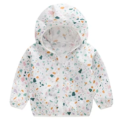 Light jacket sunscreen shirt boys and girls lovely color printed jacket Korean version fashion hooded jacket