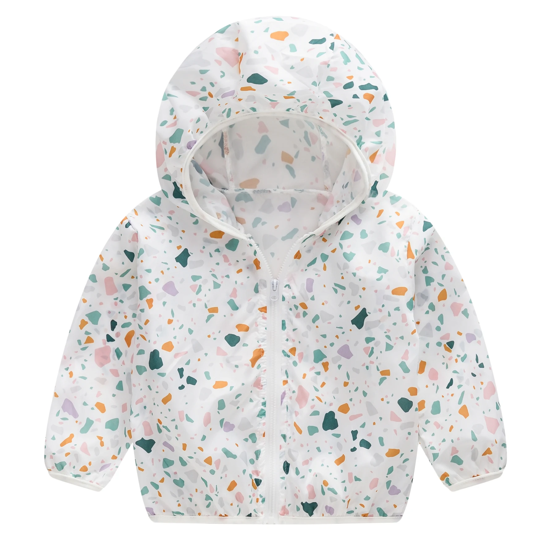 Light Jacket Sunscreen Shirt Boys and Girls Lovely Color Printed Jacket Korean Version Fashion Hooded Jacket