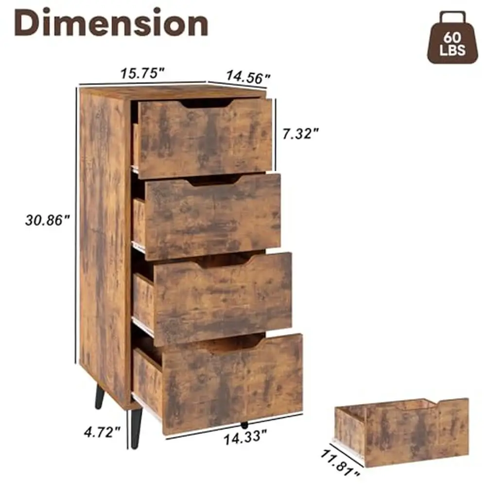 4-Schubladen Holz schrank Metall beine Schlafzimmer Kommode rustikale braune TV-Schrank Land rustikale Holz Holz Veranstalter Organisation