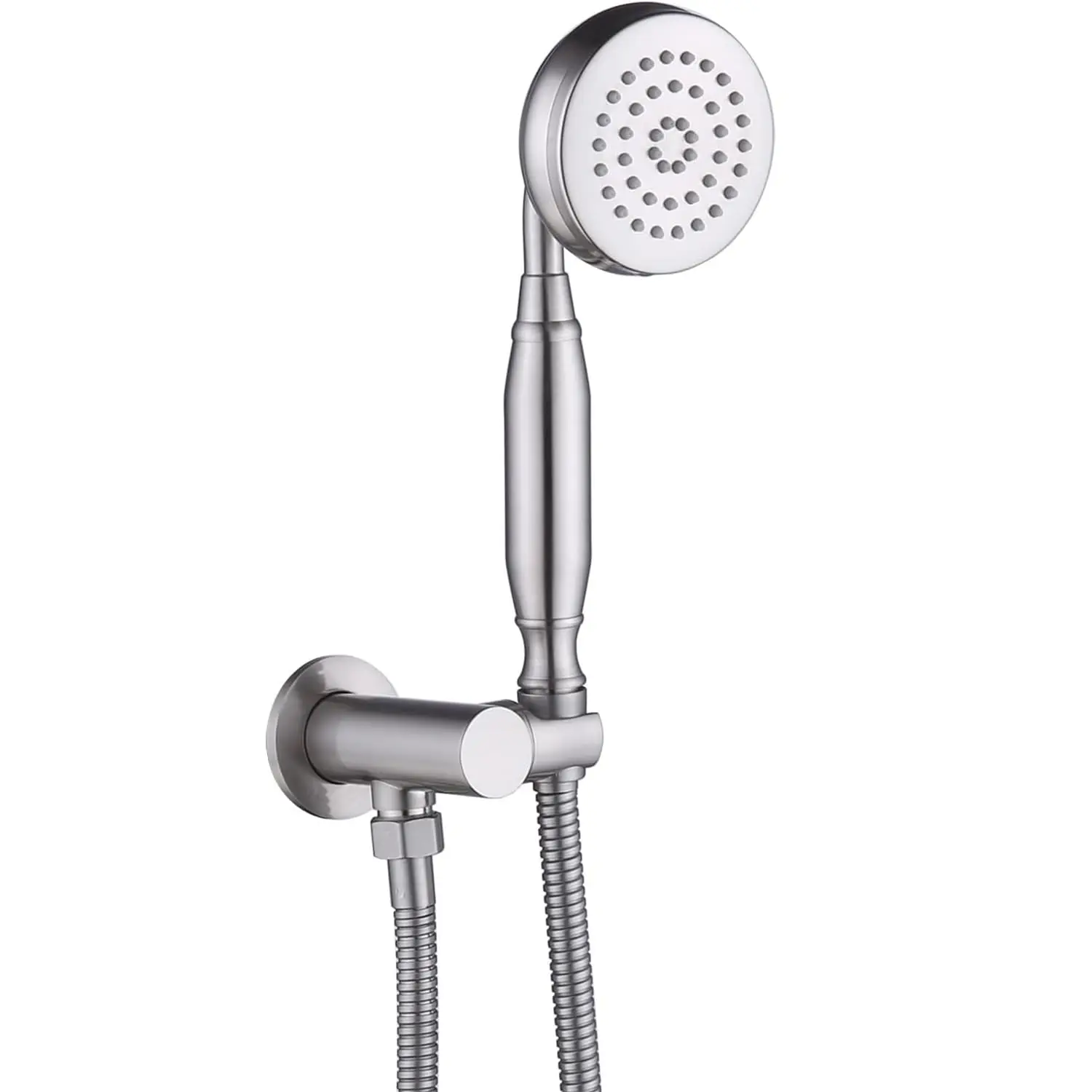 

Brushed Nickel Vintage Telephone Shaped Retro Brass Shower Head Wand Handheld Shower Sprayer Holder With Hose Set