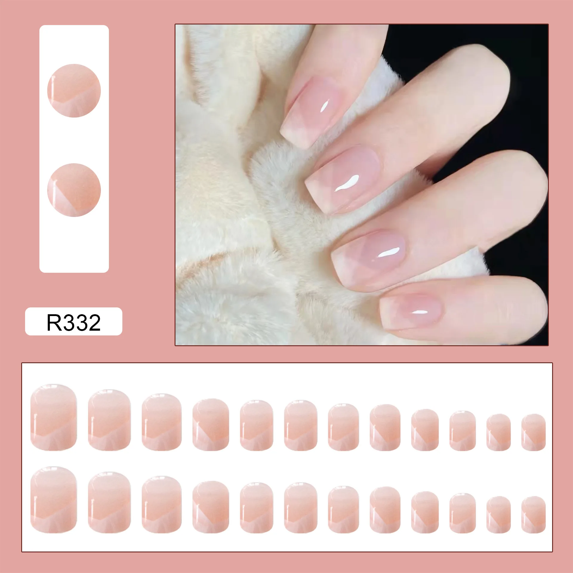 Summer Short Natural Nude White French Nail Tips False Fake Nails Gel Press on Ultra Easy Wear for Home Office Wear