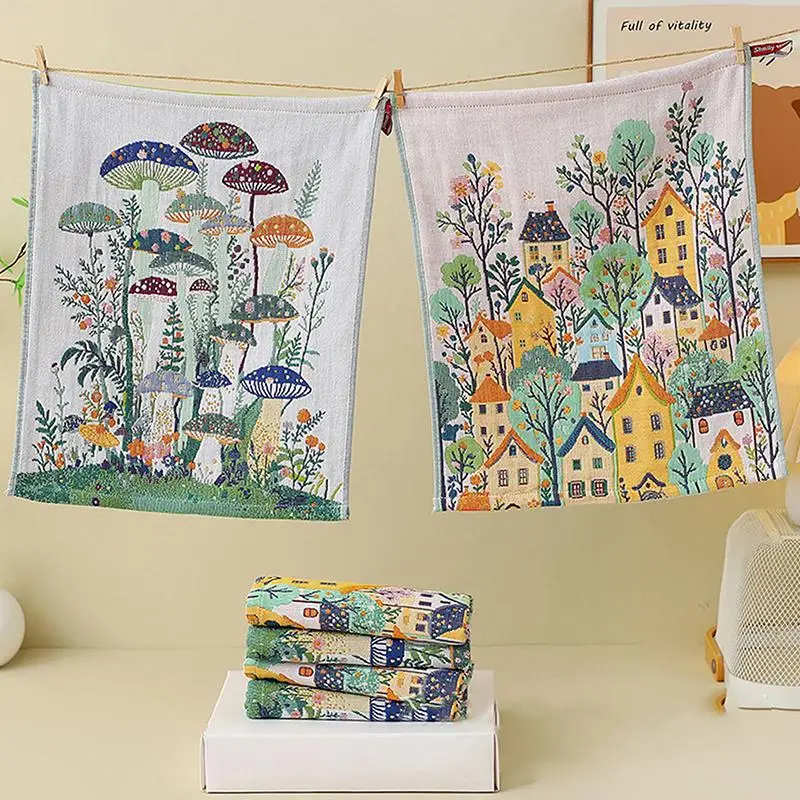 34x40cm 4-Layer 100% Cotton Gauze Large Hand Towels, Quick Dry, Kitchen Tea Towels & Bathroom Dishcloths (Decorative)