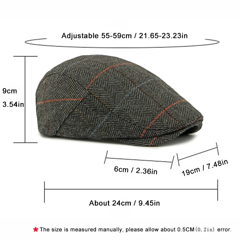 Autumn Twill Beret Hat Men Middle-aged Elderly Flat Peaked Cap Tweed Newsboy Cap Gatsby Ivy Herringbone Hat Duckbill Hat Women