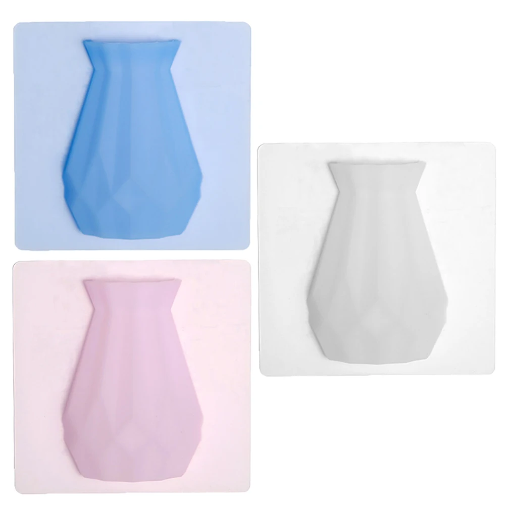

3 Pcs Punch Free Vertical Flower Pot Wall Mounted Planter Decor Hanging Vase Home Garden Simple Stylish Silicone Material Plant