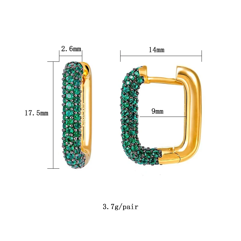 CRMYA Emerald CZ Zircon Clip Drop Hoop Earrings For Women Fashion Gold Plated Piercing Famale Earring Set 2023 Jewelry Wholesale