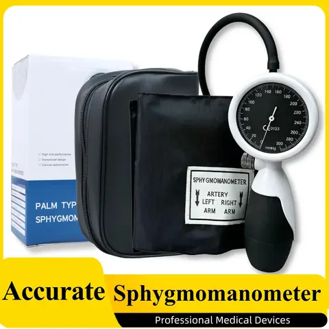 Manual Aneroid Sphygmomanometer D-Ring Cuff Medical Blood Pressure Gauge with Carrying Bag for Clinic Home Adult Elderly
