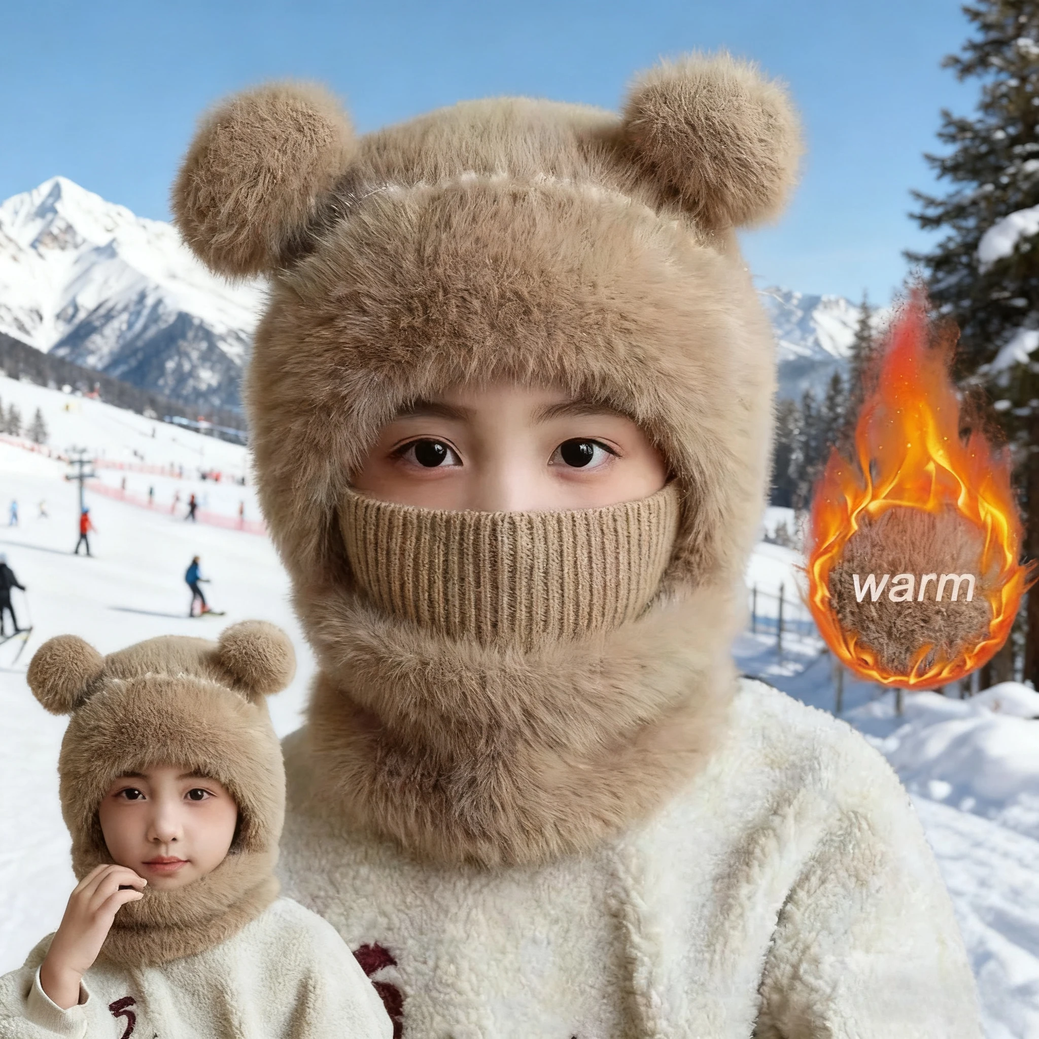 

Детская плюшевая шапка для альпинизма, зимний теплый шарф, шапка 2 в 1, милая детская плюшевая шапка с ушками, однотонная шапка