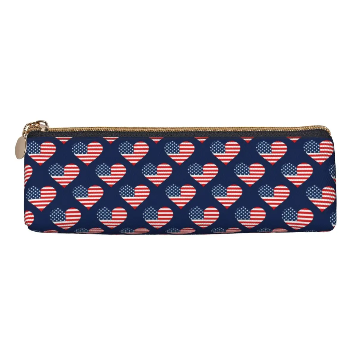 

USA Flag Hearts Pencil Case Patriotic Red White Blue Child Fashion Pencil Pouch School Pencil Cases Stationery Organizer Gift