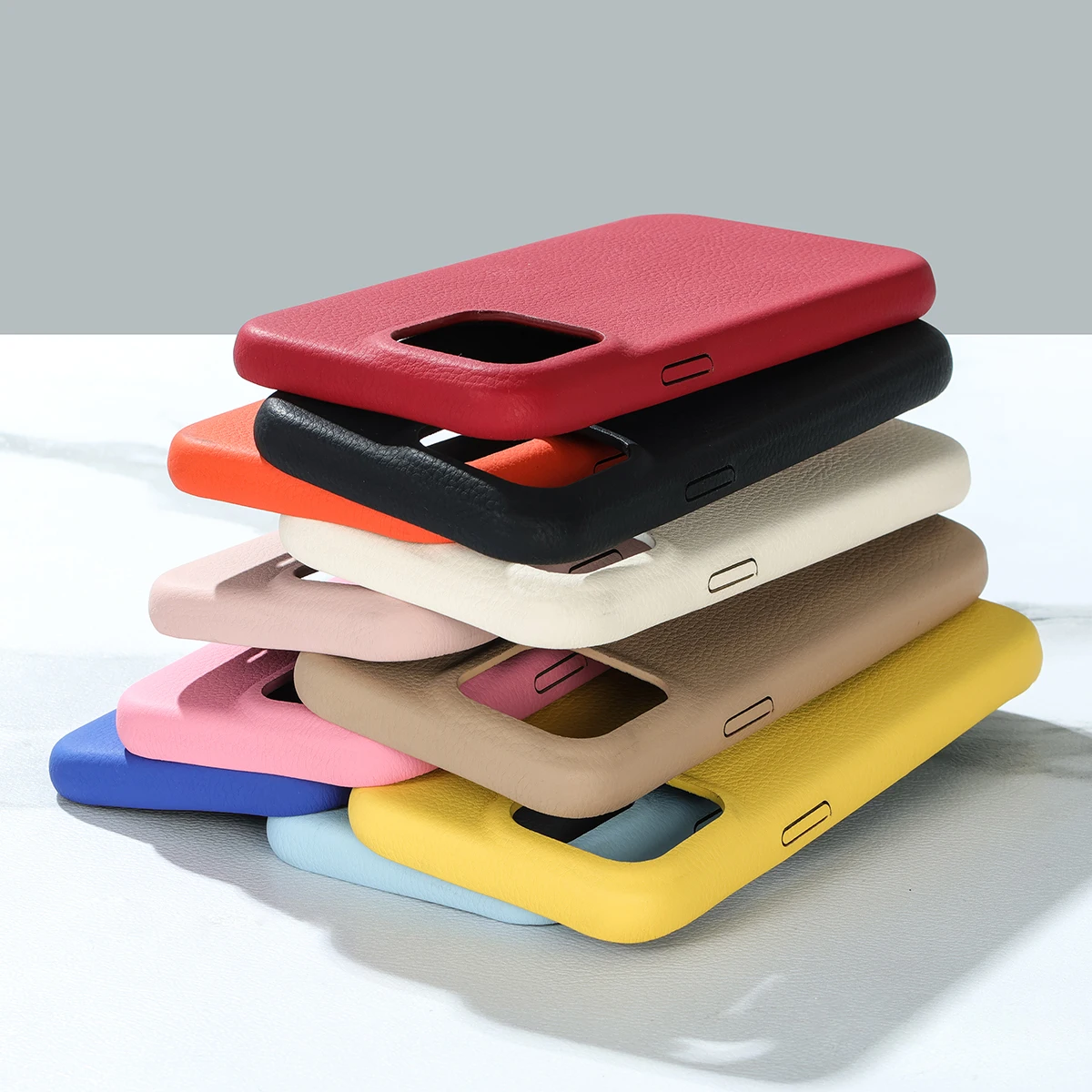 Luxury Matte Lychee Pattern Buttons PU Leather Case For iPhone 15 Pro Max 14 Plus 13 12 11 Cover Shell image 3