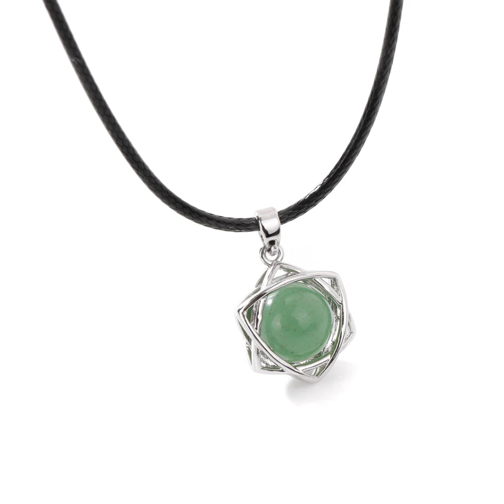 Hexagram Star Hollow Amethysts Necklaces For Women Men Natural Stone Rose Quartzs Green Aventurine Opal Necklace Choker Jewelry image 5