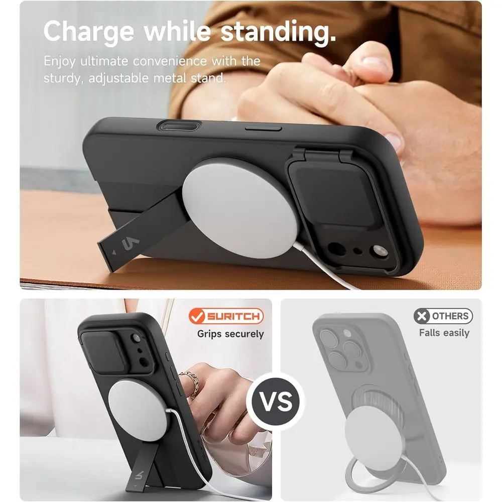 for iPhone 17 Pro Max Case with Camera Control Cover, Camera Cover and Adjustable Kickstand, Compatible with MagSafe, Shockproof