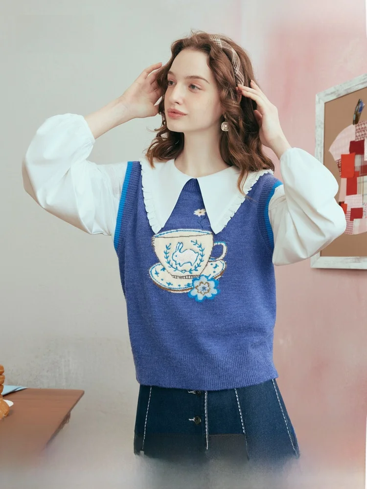 

Spring 2026 New Sle Children's Menger Fun Little Rabbit Embroidery Svel Knitted Sweater Women Sweet Sle Art Casual