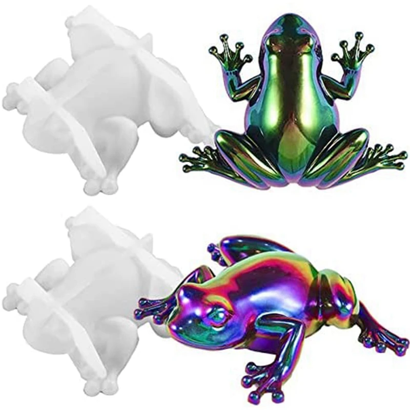 2PCS Frogs Shape Resin Molds 3D Cute Resin Molds Diy Crystal Glue Small Animal Ornaments For Epoxy Casting