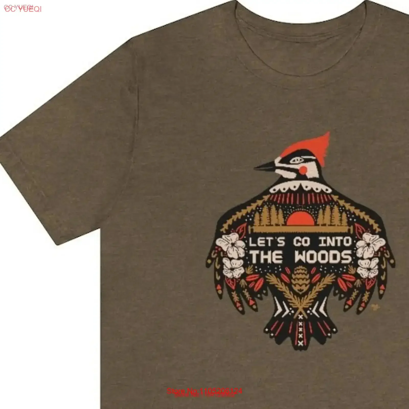 

Into the Woods Woodpecker T Shirt vintage Washed graphic fashion Casual Top For Everyday Wear Unisex homme streetwear