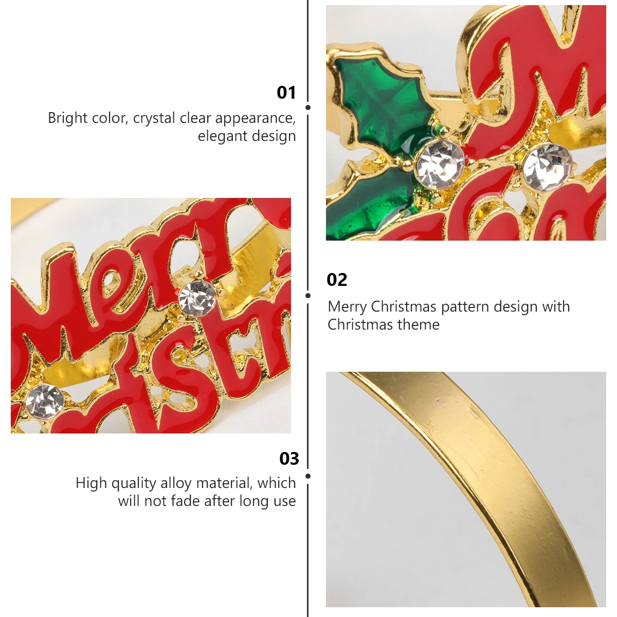 

2 Pcs Napkin Buckle Christmas Napkins Rings Table for Hoop Gold Decorations Restaurant Ornament Edging Dinner Party
