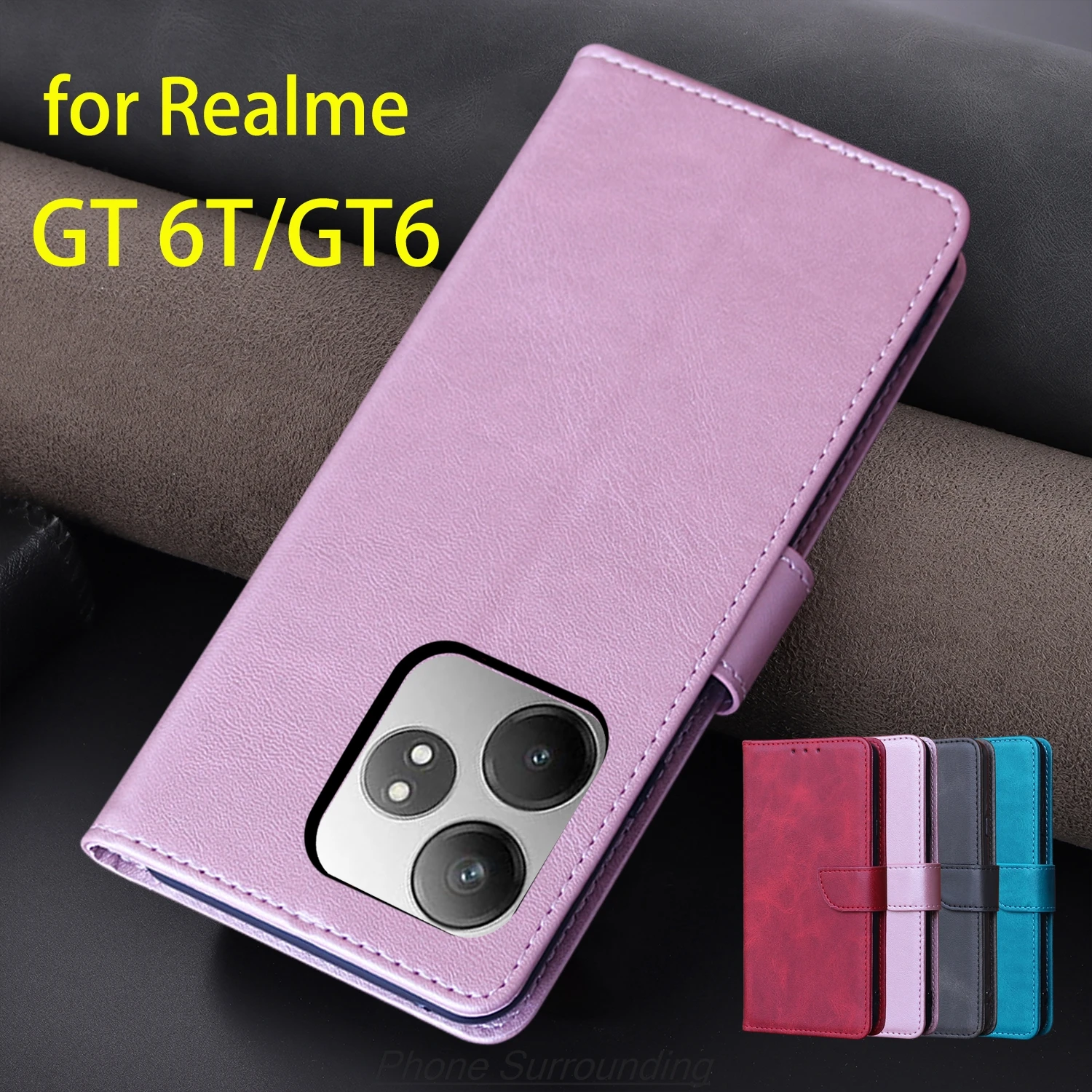 Wallet Flip Cover Pu Leather Case for OPPO Realme GT6 / GT 6T / GT 6 Card Holder Phone Bags Protective Holster Capa Fundas Coque