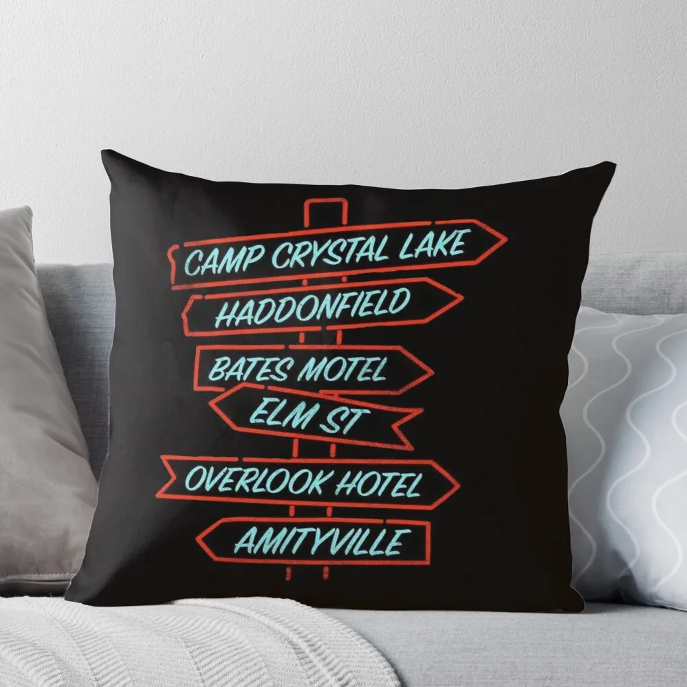 

Horror movie location signs Throw Pillow Pillow Covers Decorative Throw Pillow Covers