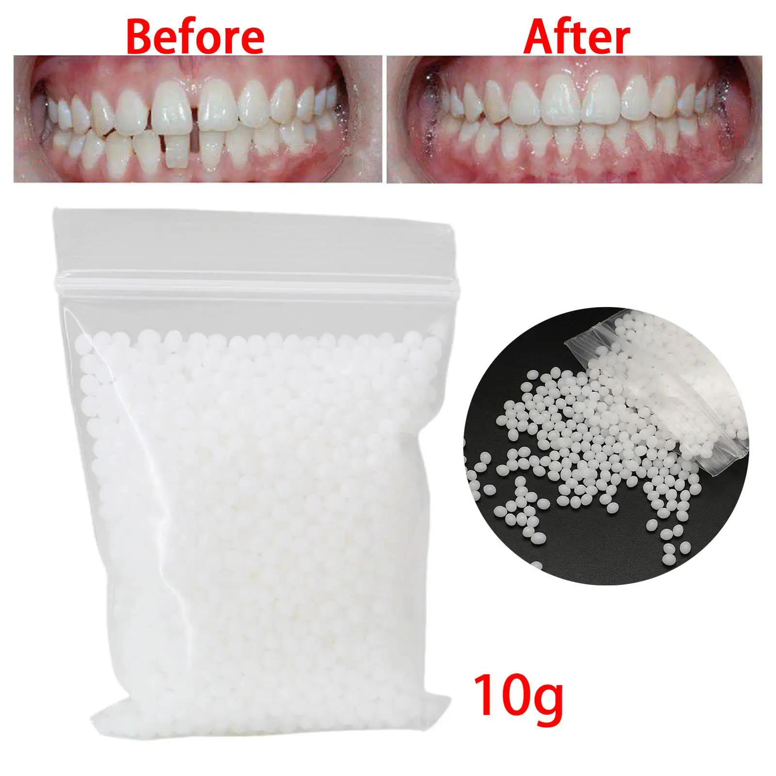 10G Temporary Tooth Solid Glue Thermal Beads Gaps Glue White Denture