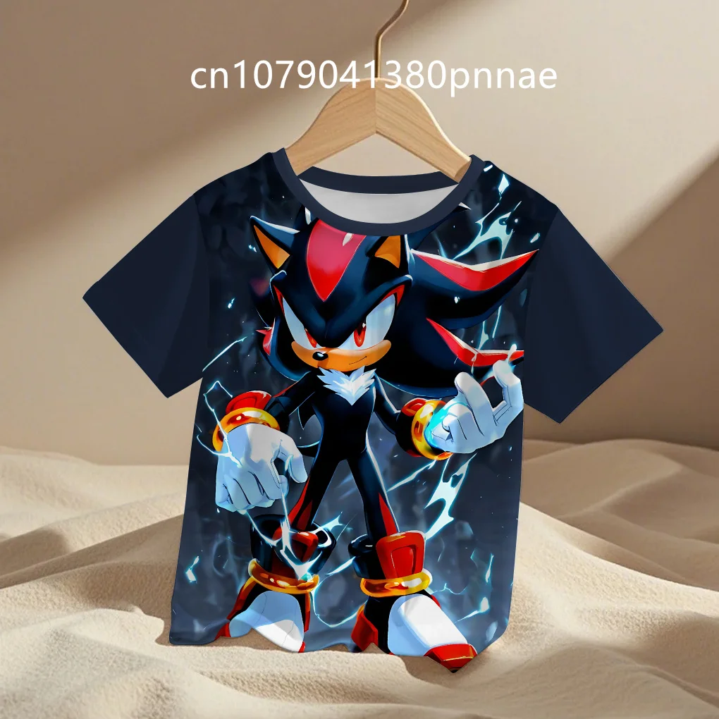 

Round Neck T-shirt Cartoon Figure Digital 3T-18T Fashion Apparel Accessories Sonics T Shirt Kids Clothes Erinaceus Children Top
