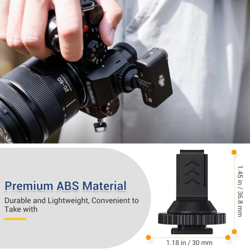 Cold Shoe Adapter For DJI Mic 1/4-20Mm Tripod Thread- For Use For On Cages, Tripods, And For On Camera Hot Shoe Mounts-Y41A