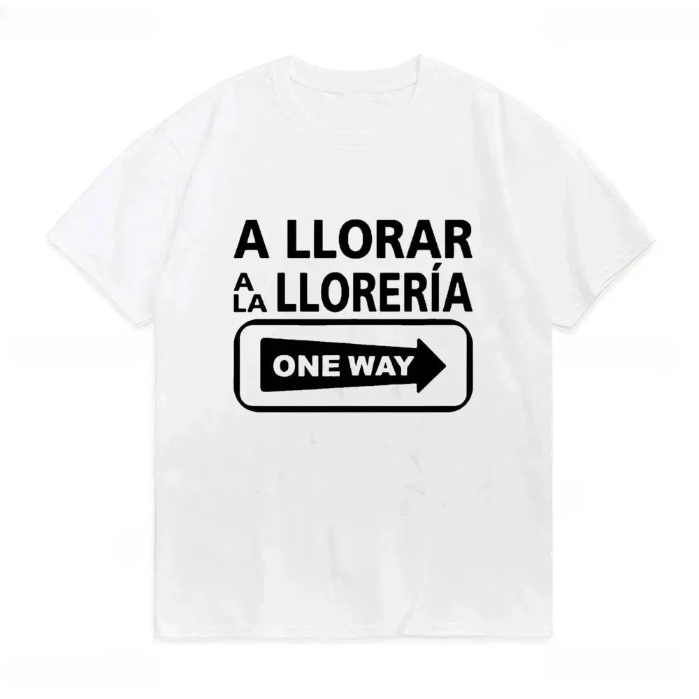 A Llorar A La Lloreria One-way Street Logo Tshirt Funny Short-sleeved Humorous Style Top Versatile Women's Vest Women's Clothing