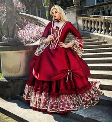 Medieval Fantasy Quinceanera Dresses Victorian Halloween Masquerade Prom Dress Ball Gown Queen Puffy Red Sweet 16 Customized