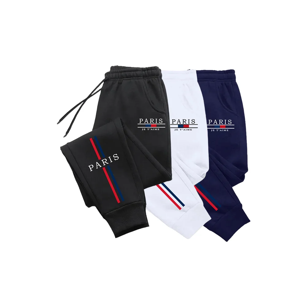 

Осенние и зимние мужские повседневные спортивные брюки для бега, мужские модные брюки высокого качества, уличные спортивные штаны с принтом Парижа