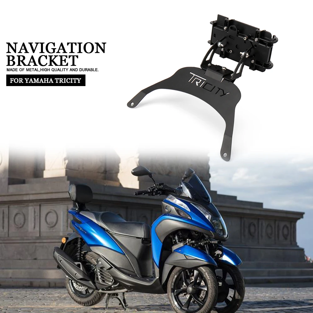 

For YAMAHA TRICITY Tricity Phone Holder Stand GPS Navigation Plate Bracket Motorcycle New Accessories Black Wireless charging