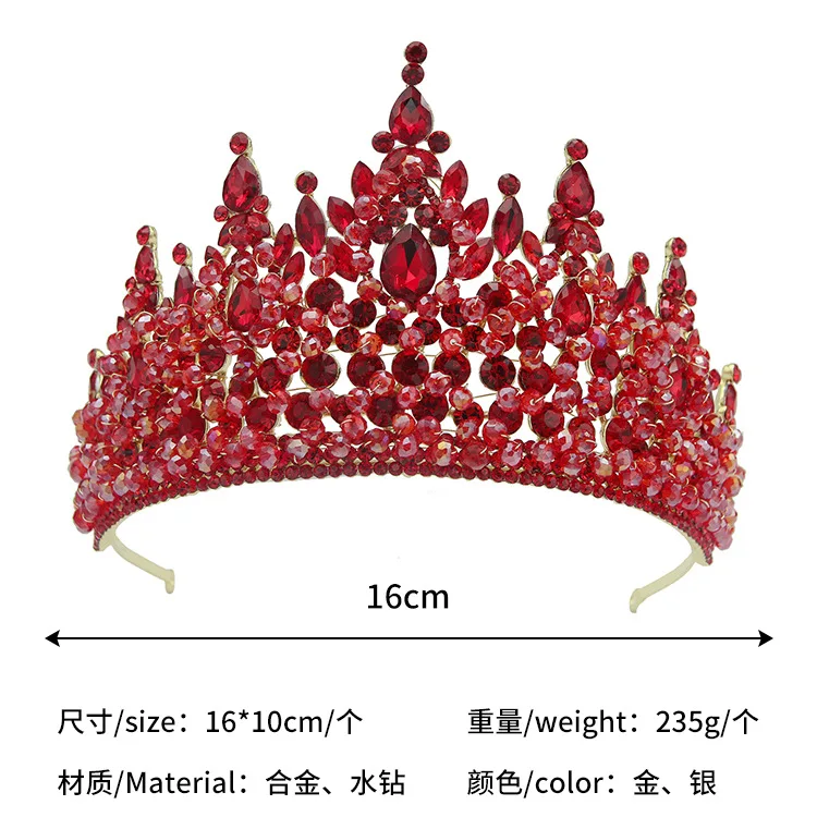 Electroplated Alloy Rhinestones Crowns For Queens Luxurious Pure Light Luxury Wedding Bridal Accessories with Handmade Beads