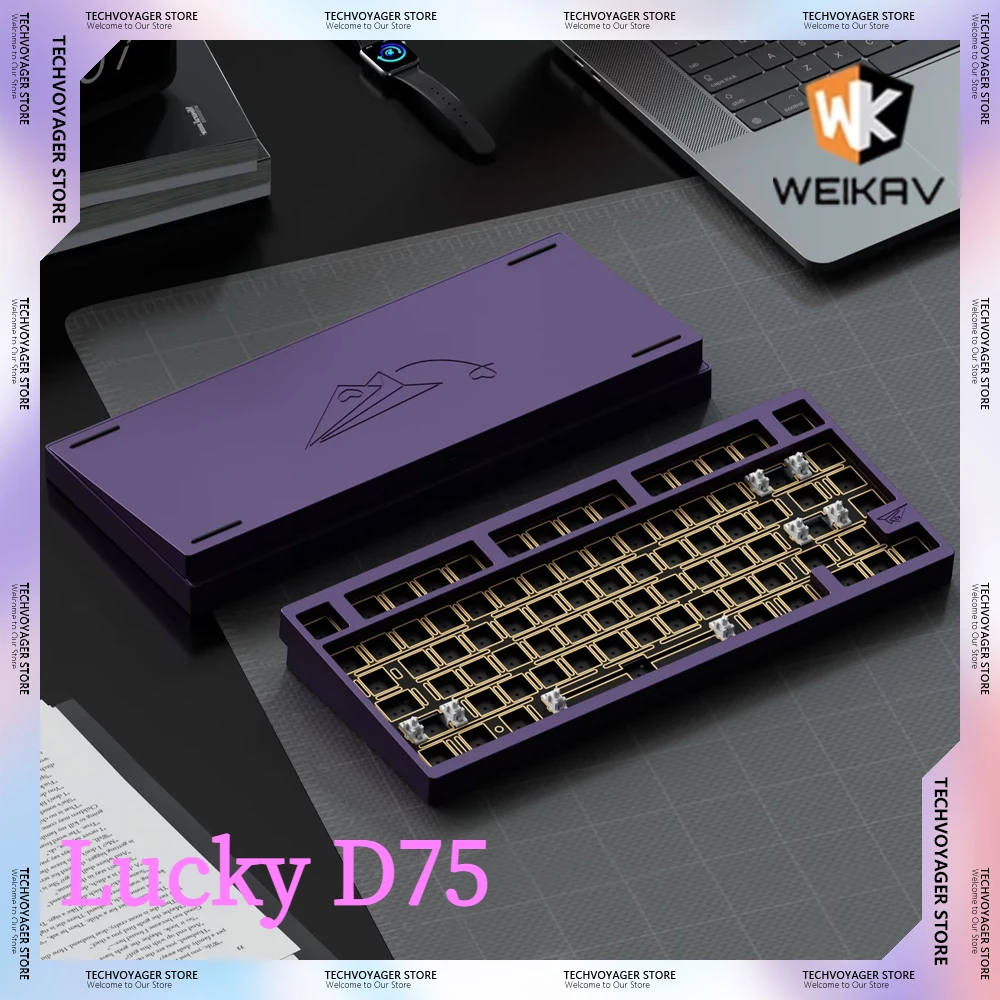 Weikav Lucky D75 Mechanical Keyboards Kit Rgb Support Hot-Swap Customized Aluminum Alloy Wireless Tri Mode Keyboard Kit