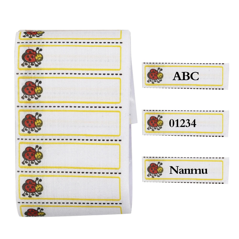 100pcs Washable Iron on Name Labels Bee Turtle Ladybird Pattern Labels Fabric Tags Marker Set for Clothes Accessories