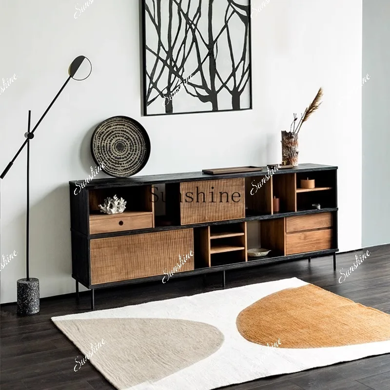 Medieval style solid wood dining side/living room furniture against the wall locker push-pull light luxury style  FT