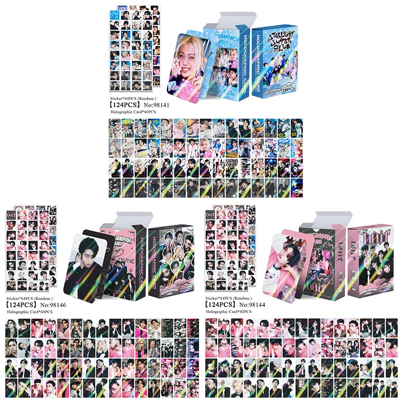 

64+60 laser card stickers STRAYKIDS new album DO IT flash card star photo stickers photo cards double-sided LOMO 124 sheets