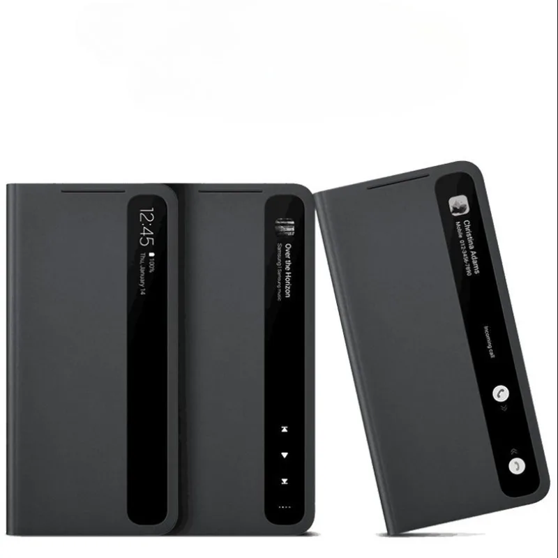 Window View Clear Smart Flip Cover For Samsung Galaxy S21+ S21 Ultra S21 S21 Plus S21+ Real Smart Chip Flip-free Leather Cases